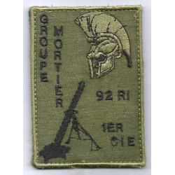 Ecusson velcro Groupe Mortier de la 1ère Compagnie du 92ème Régiment d'Infanterie