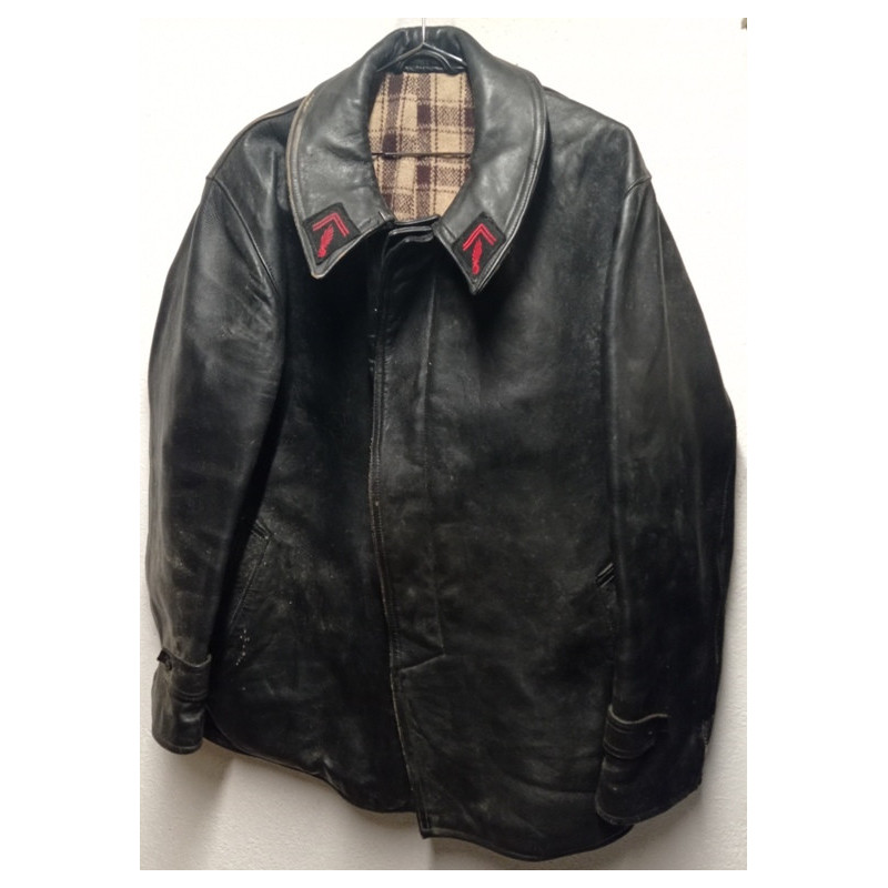 Veste de feu en cuir Troupe Sapeur-Pompier années 50/60 (1)