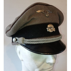 REPRODUCTION de Casquette Schirmmütze Officier Gardien Camps de Concentration Waffen S.S.