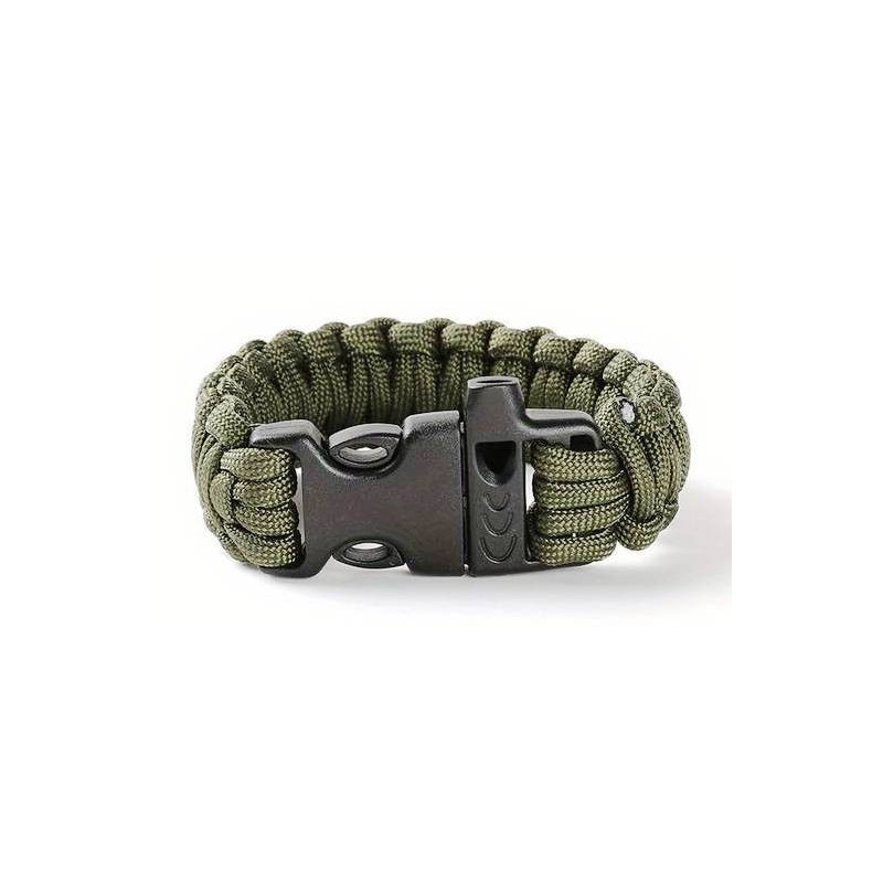 Bracelet commando de Survie en Paracorde Kaki avec sifflet NEUF