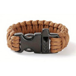 Bracelet commando de Survie en Paracorde Brun avec sifflet NEUF