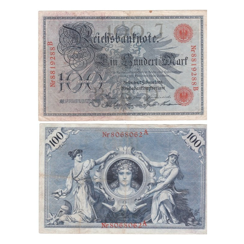 100 Mark type 1908 cachet rouge Série B