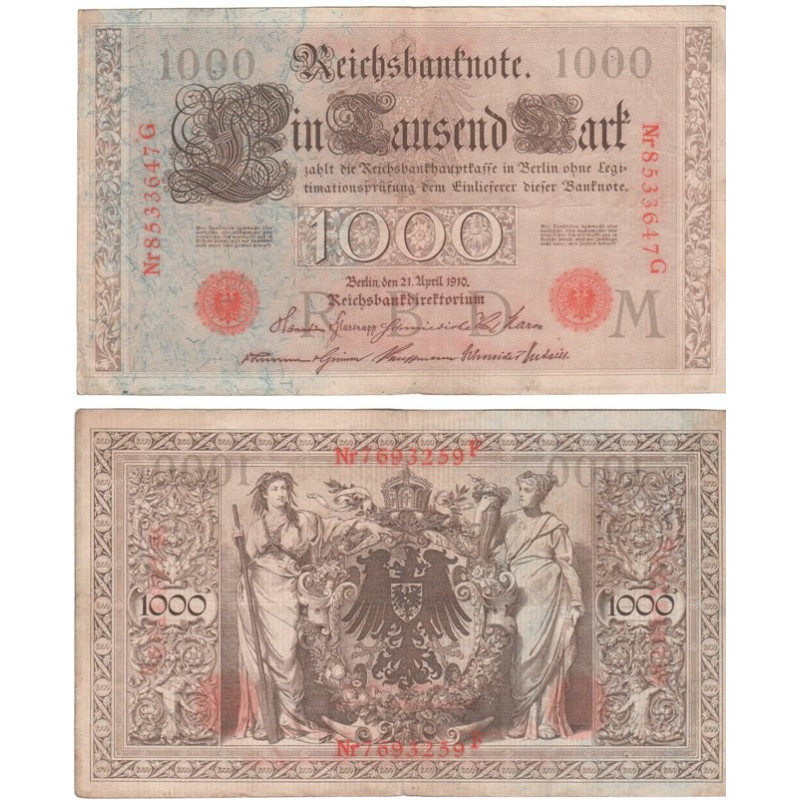 1.000 Mark type 1910 cachet rouge Série G