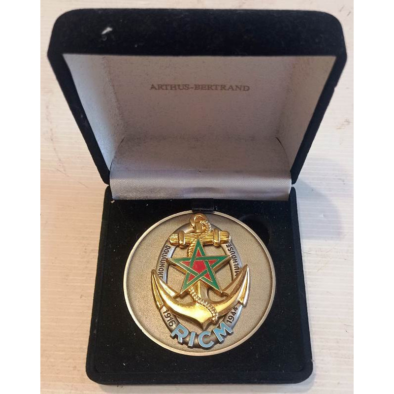 Médaille de table matriculée en écrin du Régiment d'Infanterie de Chars de Marine