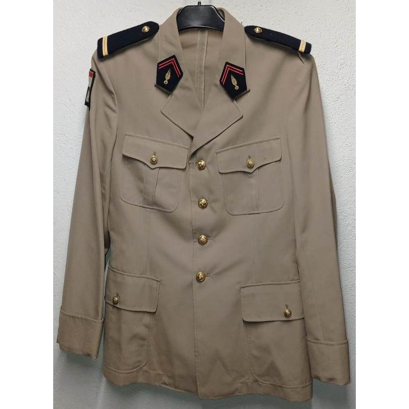Vareuse Eté couleur sable Modèle 1959 d'Adjudant-Chef Infanterie - Etat-Major de la 7ème Divison Blindée - Armée de Terre - 1969