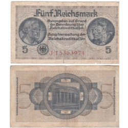 5 Reichsmark Reichskreditkassen Série J
