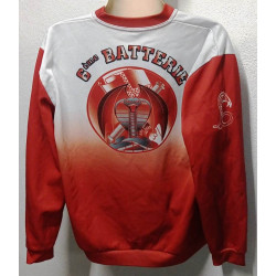 Sweat-Shirt Rouge et blanc en Polyester - 6ème Batterie du 1er régiment d'Artillerie