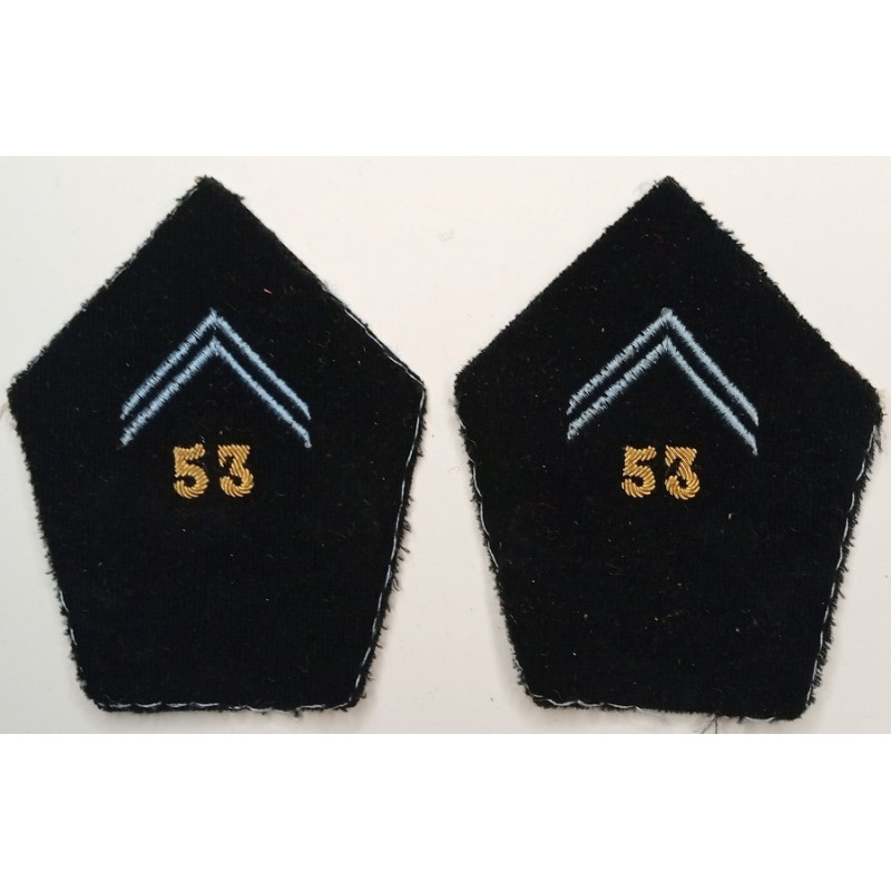 Paire de pattes de collet d'Officier du 53ème Bataillon de Transmissions NEUVE Non-Découpé - Guerre d'Algérie Paire de pattes de collet d'Officier du 53ème Bataillon de Transmissions NEUVE Non-Découpé - Guerre d'Algérie