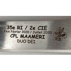 Machette nominative 35ème Régiment d'Infanterie 2ème Compagnie - Souvenir de Mission en Côte d'Ivoire 2020