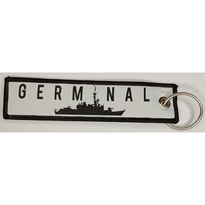 Porte-Clés Flamme : Fregate Germinal - Noir et blanc / Navire Marine Nationale