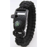 Bracelet commando de Survie en Paracorde avec Sifflet et Boussole Noir NEUF