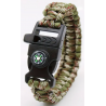 Bracelet commando de Survie en Paracorde avec Sifflet et Boussole Camouflé NEUF