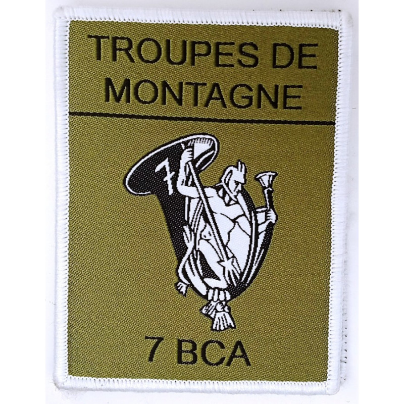 Ecusson velcro de Compagnie du 7ème Bataillon de Chasseurs Alpins - Grand Modèle Listel Blanc