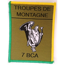 Ecusson velcro de Compagnie du 7ème Bataillon de Chasseurs Alpins - Grand Modèle Listel Vert et Jaune