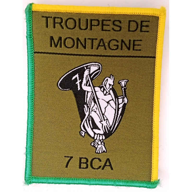 Ecusson velcro de Compagnie du 7ème Bataillon de Chasseurs Alpins - Grand Modèle Listel Vert et Jaune