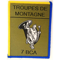 Ecusson velcro de Compagnie du 7ème Bataillon de Chasseurs Alpins - Grand Modèle Listel Jaune et Bleu