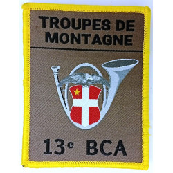 Ecusson velcro de Compagnie du 13ème Bataillon de Chasseurs Alpins - Grand Modèle Listel Jaune