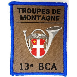 Ecusson velcro de Compagnie du 13ème Bataillon de Chasseurs Alpins - Grand Modèle Listel Bleu