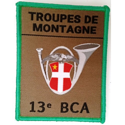 Ecusson velcro de Compagnie du 13ème Bataillon de Chasseurs Alpins - Grand Modèle Listel Vert