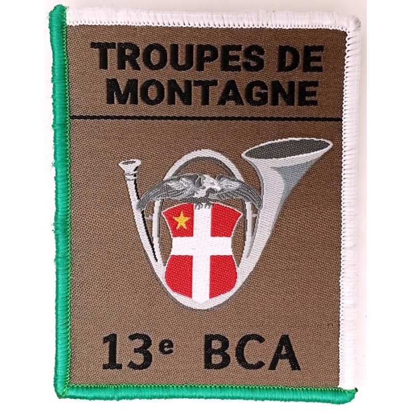 Ecusson velcro de Compagnie du 13ème Bataillon de Chasseurs Alpins - Grand Modèle Listel Vert et Blanc