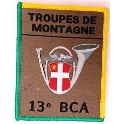 Ecusson velcro de Compagnie du 13ème Bataillon de Chasseurs Alpins - Grand Modèle Listel Vert et Jaune
