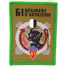 Ecusson velcro rectangulaire de Batterie du 61ème Régiment d'Artillerie - Listel Vert