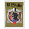 Ecusson velcro rectangulaire de Batterie du 61ème Régiment d'Artillerie - Listel Blanc