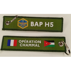 Porte-Clés Flamme : BAP H5 - Base Aérienne Projetée en Jordanie - Opération Chammal - Kaki