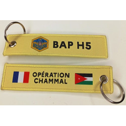 Porte-Clés Flamme : BAP H5 - Base Aérienne Projetée en Jordanie - Opération Chammal - Jaune