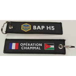 Porte-Clés Flamme : BAP H5 - Base Aérienne Projetée en Jordanie - Opération Chammal - Noir