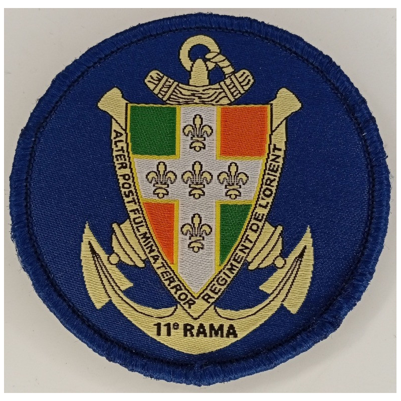 Petit écusson velcro rond pour tenue de sport Errea: 11ème Régiment d'Artillerie de Marine