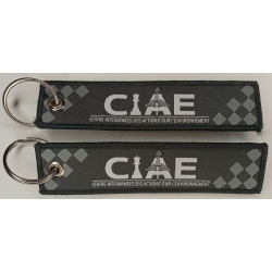 Porte-Clés Flamme : Centre InterArmées des Actions sur l'Environnement - CIAE blanc sur fond gris