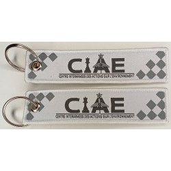 Porte-Clés Flamme : Centre InterArmées des Actions sur l'Environnement - CIAE gris sur fond blanc