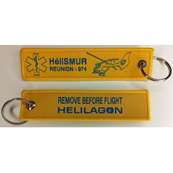 Porte-Clés Flamme : HéliSMUR Réunion - 974 / Hélicoptère du SMUR de l'Ile de La Réunion
