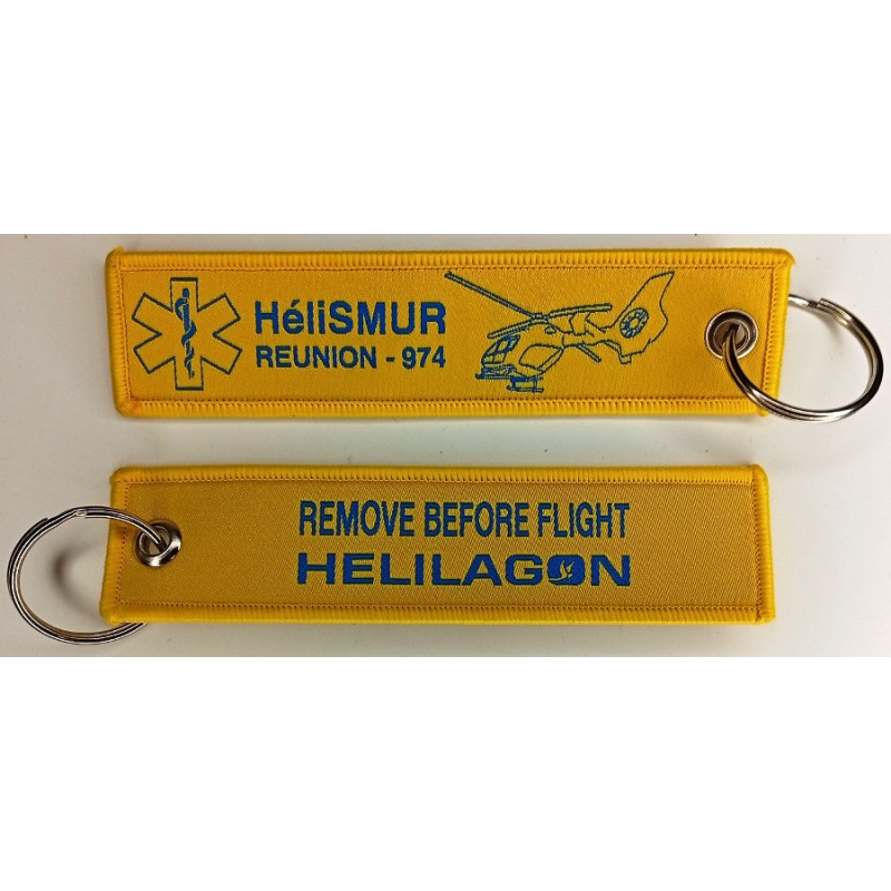 Porte-Clés Flamme : HéliSMUR Réunion - 974 / Hélicoptère du SMUR de l'Ile de La Réunion