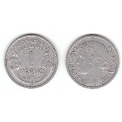Pièce de Monnaie de 1 Franc Morlon en aluminium 1945