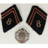 Insigne + Paire de Pattes de Col Vareuse Officier Modèle 1938 du 8ème Régiment de Sapeurs Télégraphistes - Guerre 39/40