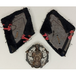 Insigne + Paire de Pattes de Col Vareuse Officier Modèle 1938 du 8ème Régiment de Sapeurs Télégraphistes - Guerre 39/40