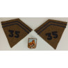 Insigne + Paire de Pattes de Col Modèle 1938 du 35ème Régiment d'Infanterie - Guerre 39/40