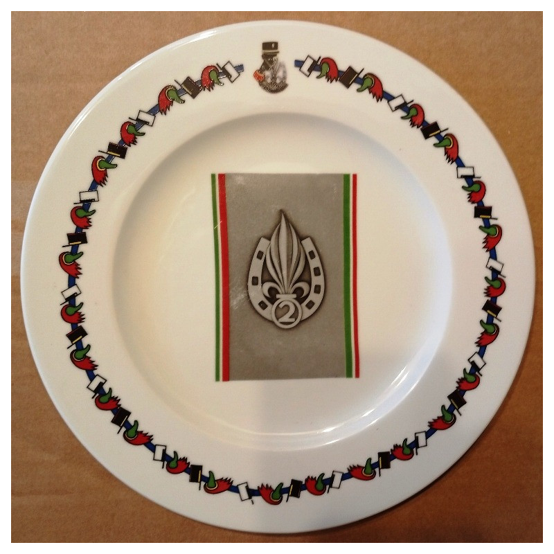 Assiette plate Grand modèle du Mess Officier du 2ème Régiment Etranger d'Infanterie - Légion Etrangère Assiette plate Grand modèle du Mess Officier du 2ème Régiment Etranger d'Infanterie - Légion Etrangère