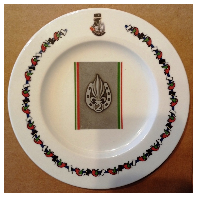 Assiette plate Petit modèle du Mess Officier du 2ème Régiment Etranger d'Infanterie - Légion Etrangère Assiette plate Petit modèle du Mess Officier du 2ème Régiment Etranger d'Infanterie - Légion Etrangère