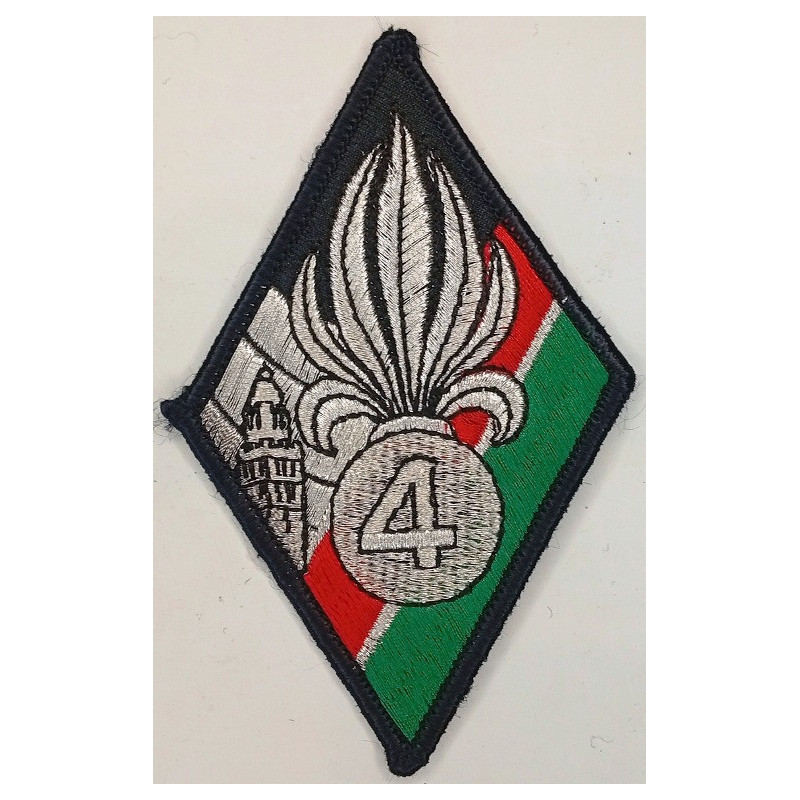 Ecusson brodé thermocollant du 4ème Régiment Etranger - Castelnaudary - Légion Etrangère Ecusson brodé thermocollant du 4ème Régiment Etranger - Castelnaudary - Légion Etrangère