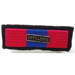 Barrette sur support de médaille de la Défense Nationale "Bronze" avec agrafe "Artillerie" (A.T.P.)