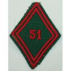 Losange de bras Troupe / Militaire du Rang de la 51ème Compagnie de Quartier Général à coudre
