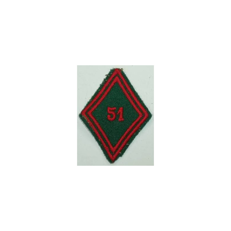Losange de bras Troupe / Militaire du Rang de la 51ème Compagnie de Quartier Général à coudre