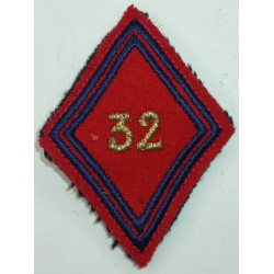 Losange de bras Sous-officier / Officier du 32ème Régiment d'Artillerie à crochets