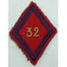 Losange de bras Sous-officier / Officier du 32ème Régiment d'Artillerie à crochets