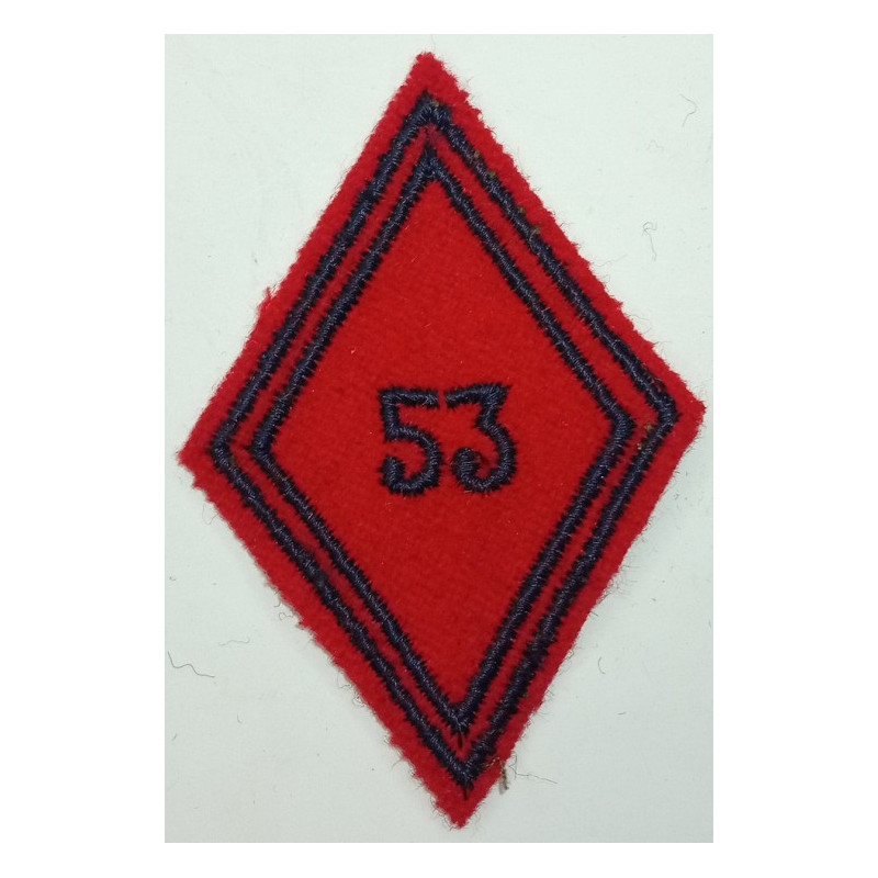 Losange de bras Troupe / Militaire du Rang du 53ème Régiment d'Artillerie à coudre