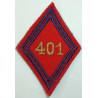 Losange de bras Sous-Officier / Officier du 401ème Régiment d'Artillerie AntiAérien à velcro