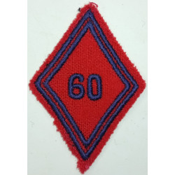 Losange de bras Troupe / Militaire du Rang du 60ème Régiment d'Artillerie à coudre